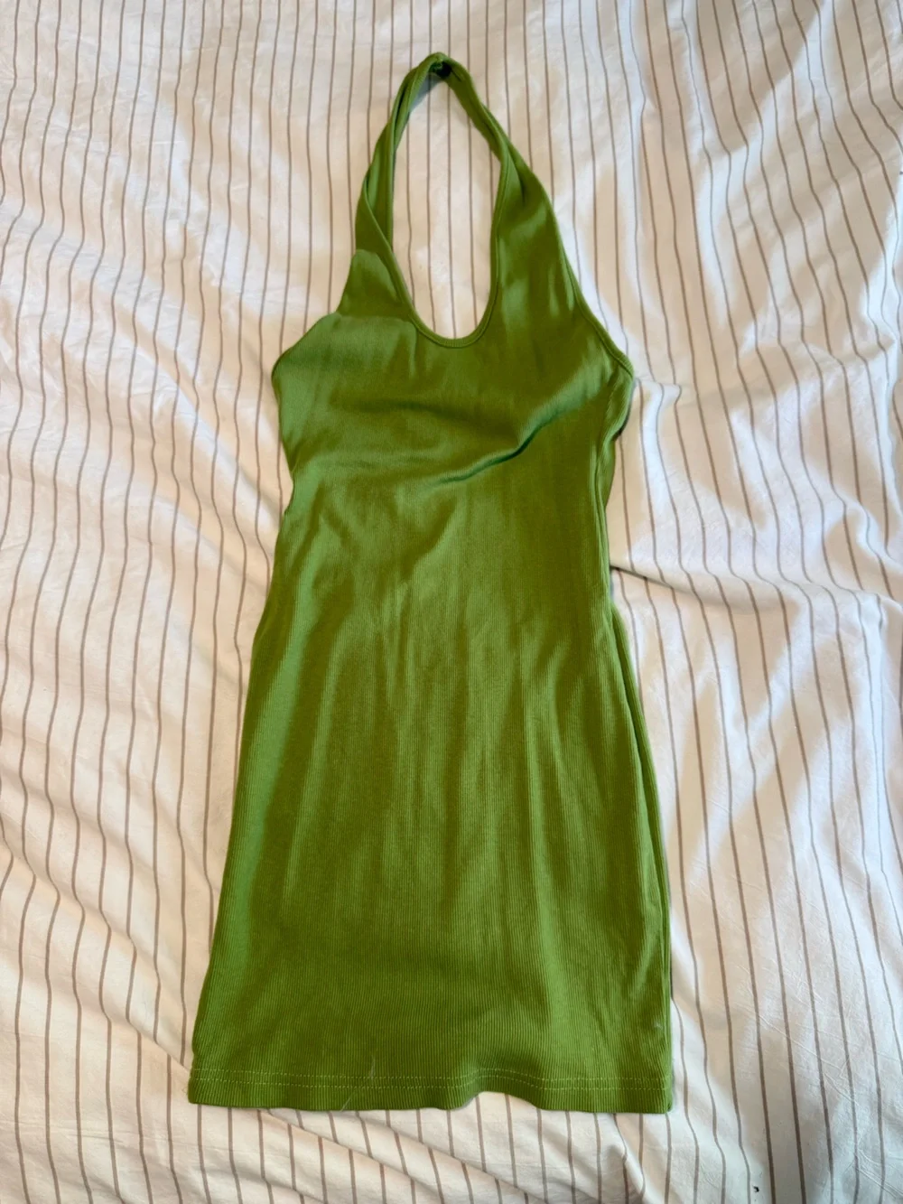 Green Ribbed Tank Dress - Picture 1 of 2